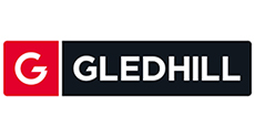 Gledhill logo featuring a distinct red and black design highlighting the brand and its offerings related to plumbing and heating solutions for 15 years.
