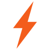 orange lightning bolt icon representing energy and power in 16 applications