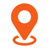 orange location pin icon representing navigation and mapping in a digital format featuring 5 key points for directions